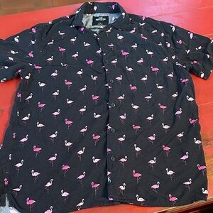 Hollister Black Shirt with Pink Flamingo Print